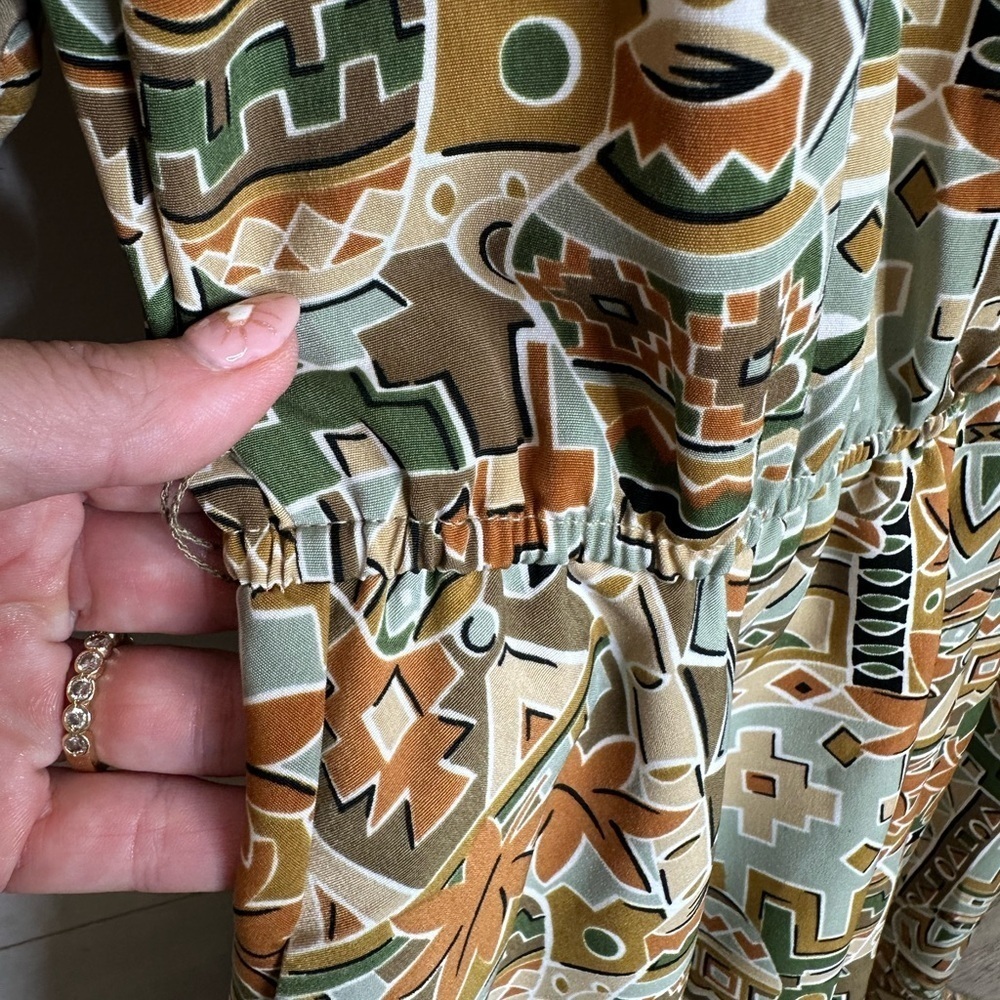 Vintage Brownstone Studio Womens 8 Shirt Dress Geometric Print Retro Midi Button - Picture 4 of 9